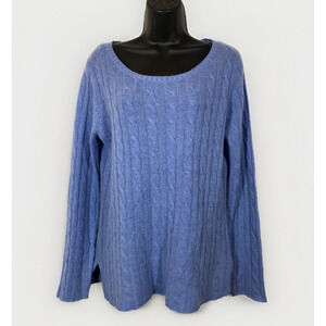 Claudia Nichole Womens Cashmere Cable Knit Long Sleeve Sweater Light Blue Size L